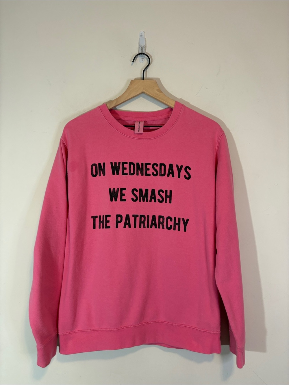 On Wednesdays We Smash The Patriarchy (We Wear Pink) Crewneck Text Graphic